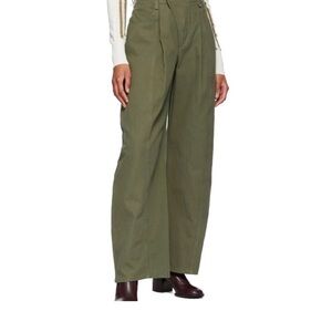 Green Wide-Leg Women's Pants